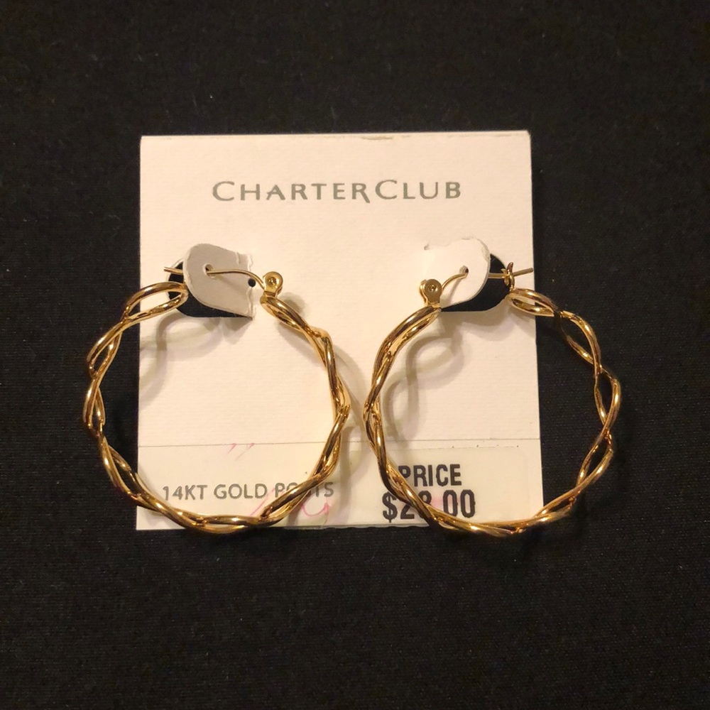 Gold plated hoop earrings with 14kt gold posts